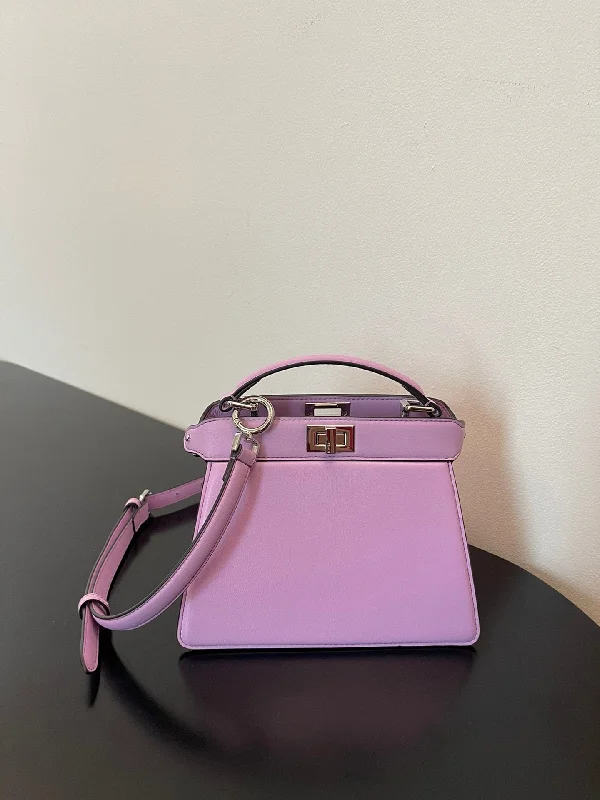 Fendi crossbody bags with a faux fur trim for a warm and stylish winter accessoryFendi Peekaboo ISeeU Petite Light Purple Small Bag For Woman 20cm/8in