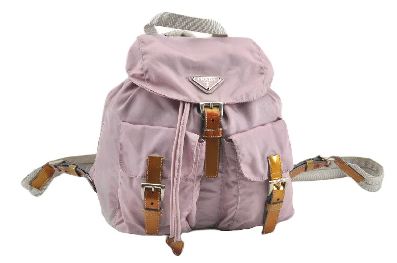 Ladies Prada Re - Edizione 2005 bags in a pastel color for a soft lookAuthentic PRADA Vintage Nylon Tessuto Enamel Backpack Pink 0306G