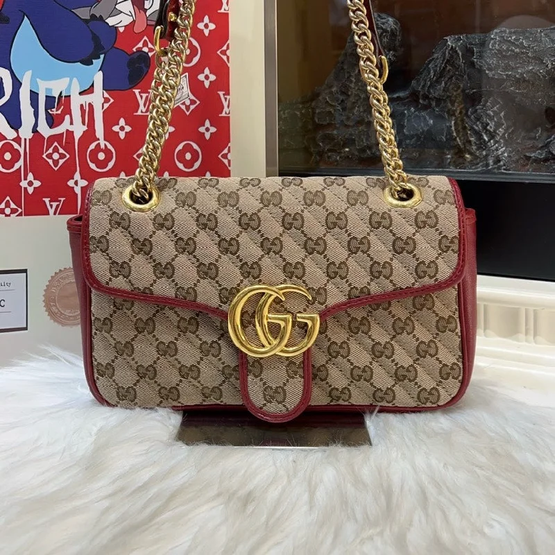 Gucci crossbody bags for women with adjustable leather strapsGucci Marmont Beige Brown Monogram Leather Shoulder Bag Medium