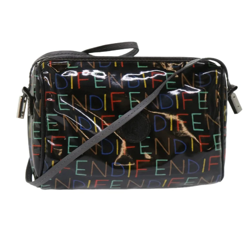 Ladies Fendi shoulder bags with a tassel - decorated zipper for added charm and styleFENDI Shoulder Bag Enamel Black Multicolor  47063