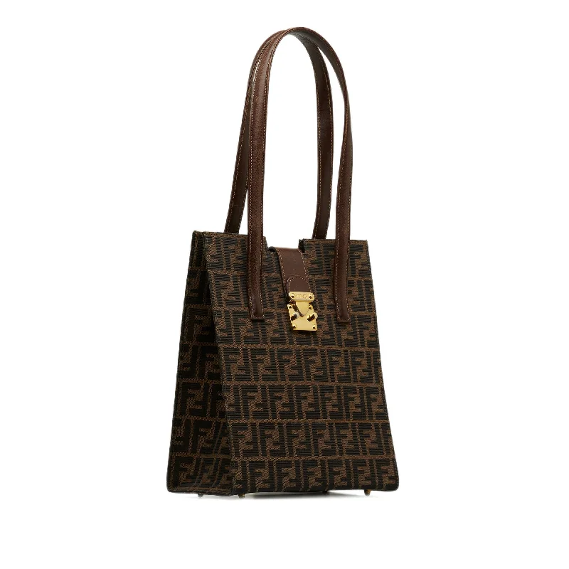 Ladies Fendi crossbody bags with a single - strap design for simplicity and ease of useFENDI Zucca Canvas Tote Tote Bag