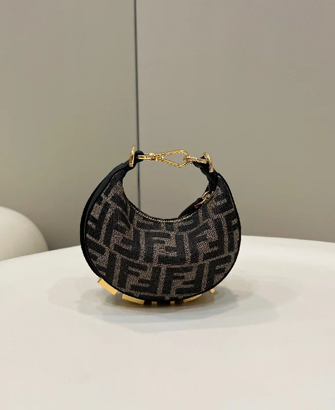 Fendi bags with a chain - link trim and a leather body for a modern and edgy lookFendi Nano Fendigraphy Brown