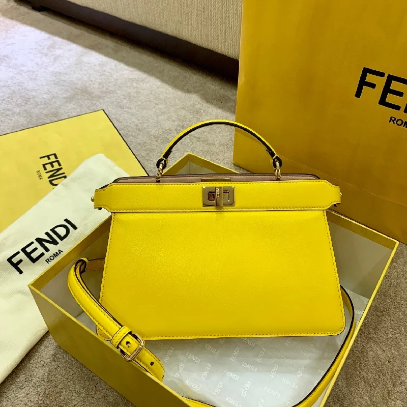 Ladies Fendi handbags with a detachable wallet insert for added convenienceFendi Peekaboo ISeeU East-West Yellow