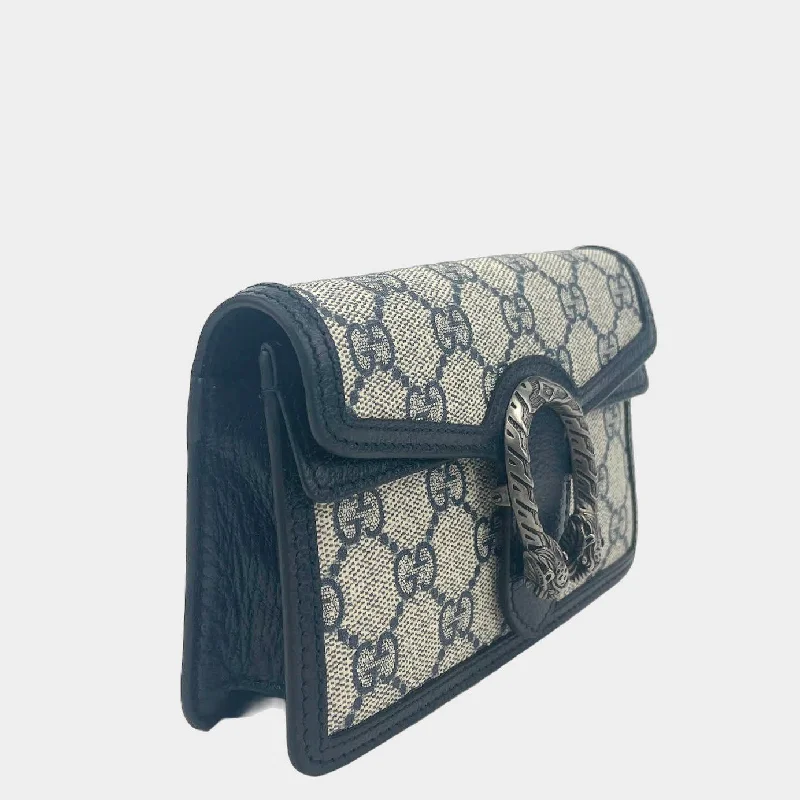 Women Gucci crossbody bags with a printed floral patternGUCCI GG Dionysus Super Mini Supreme - Navy/Beige