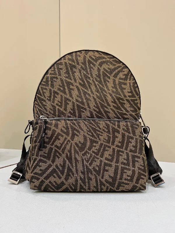 Fendi Baguette bags with a monogram - embossed leather surface for a luxurious feelFendi Backpack In Brown FF Vertigo Fabric Bag