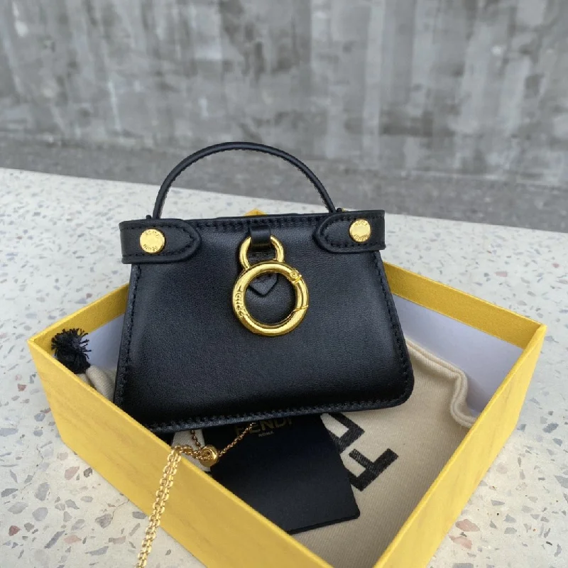 Ladies Fendi shoulder bags with a hidden magnetic pocket for discreet storageFendi Nano Peekaboo Charm Crossbody Black Bag For Woman 12cm/4.5in