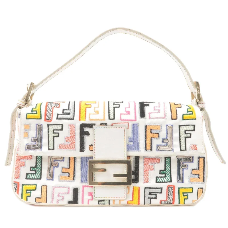 Fendi Baguette bags with a detachable shoulder strap for hands - free convenienceFENDI Zucca Mamma Baguette Embroidery Bag Multi Color 8BR600