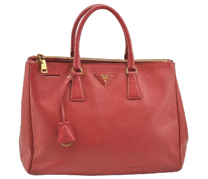 Ladies Prada Re - Edizione 2005 bags in a pastel color for a soft lookAuthentic PRADA Saffiano Leather Nappa Vintage Tote Hand Bag Red 2807I