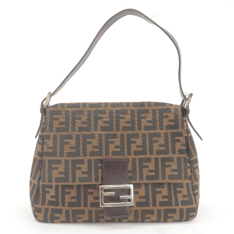 Fendi handbags with a perforated leather detail for a breathable and unique designFENDI Zucca Mamma Baguette Canvas Leather Shoulder Bag 26325