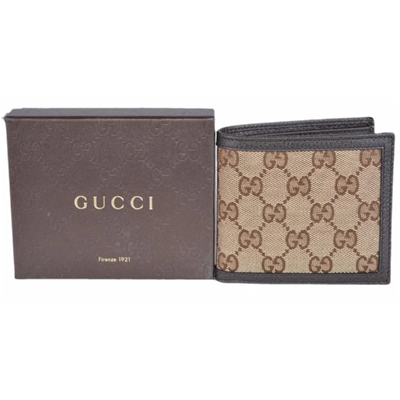 Ladies Gucci shoulder bags with a tassel decorationGucci GG Canvas Brown/Beige Leather Bifold Wallet 260987