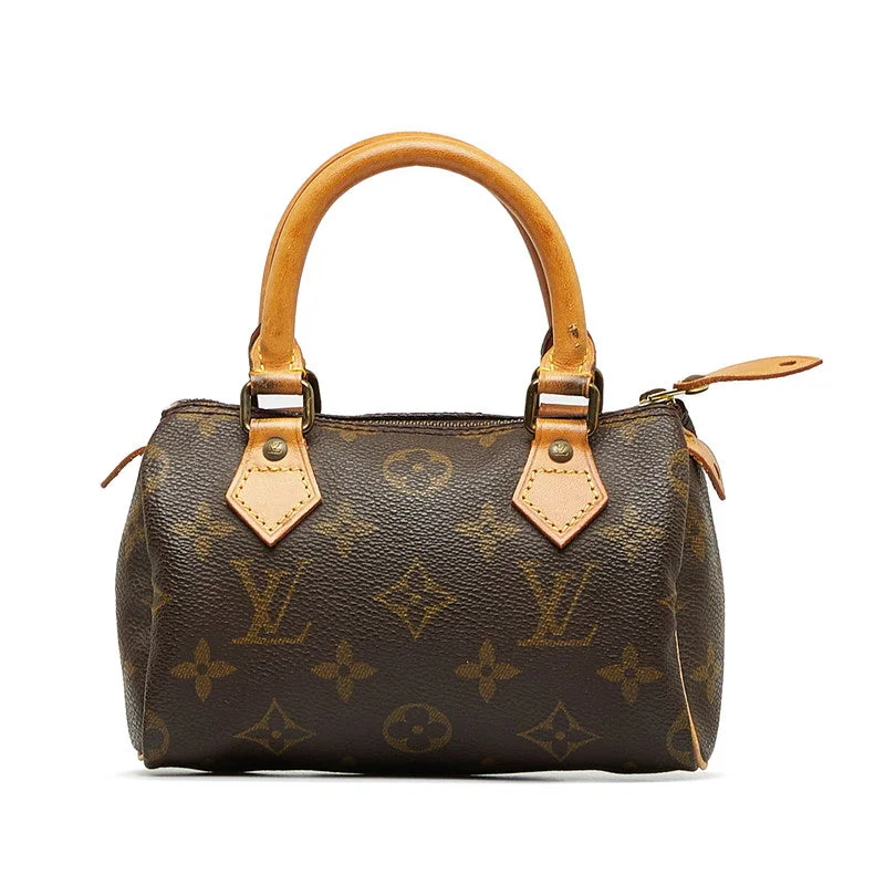 Louis Vuitton bags with a front - zip pocket for small items like keysLouis Vuitton Monogram Mini Speedy Handbag M41534 Brown PVC Leather  Louis Vuitton