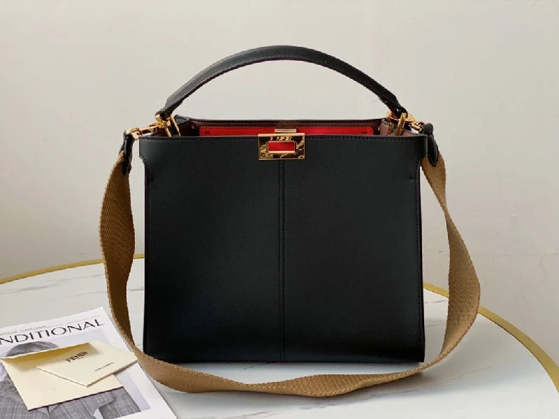 Fendi crossbody bags with a detachable fanny pack strap for a trendy and practical optionFendi Peekaboo X-Lite Tote Medium Black Bag For Woman 30cm/12in