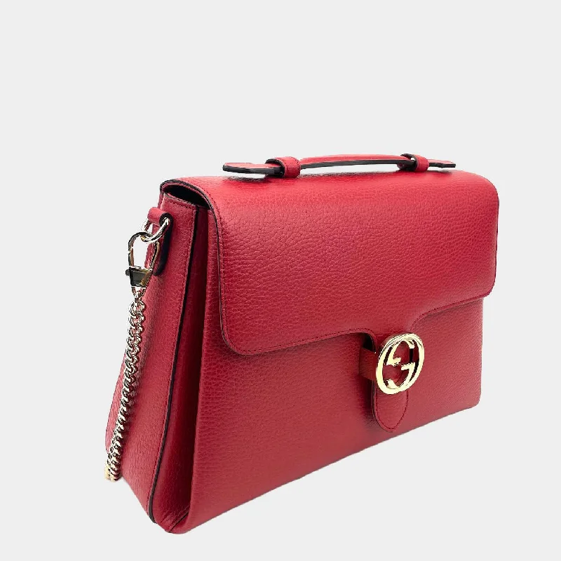 Gucci tote bags for women with a water - resistant coatingGUCCI Interlocking G Shoulder Bag - Red