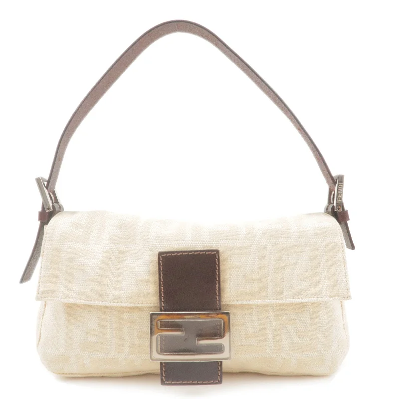 Fendi crossbody bags in a vibrant, neon color for a bold fashion statementFENDI Zucca Mamma Baguette Canvas Leather Bag Beige 26424