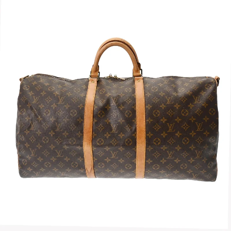 Louis Vuitton backpacks with a padded back panel for comfort during long - wearLouis Vuitton Monogram Keepall Bandouliere 60 Brown