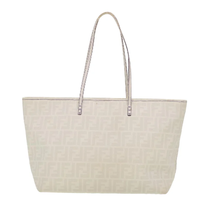 Fendi tote bags with a solar - powered charging panel for eco - friendly chargingFENDI Zucca Canvas Tote Bag White 8BH185-UZD 108-211  am4133