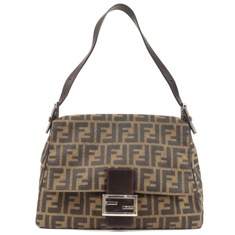 Fendi Baguette bags with a monogram - embossed leather surface for a luxurious feelFENDI Zucca Mamma Baguette Shoulder Bag Beige Brown 26325