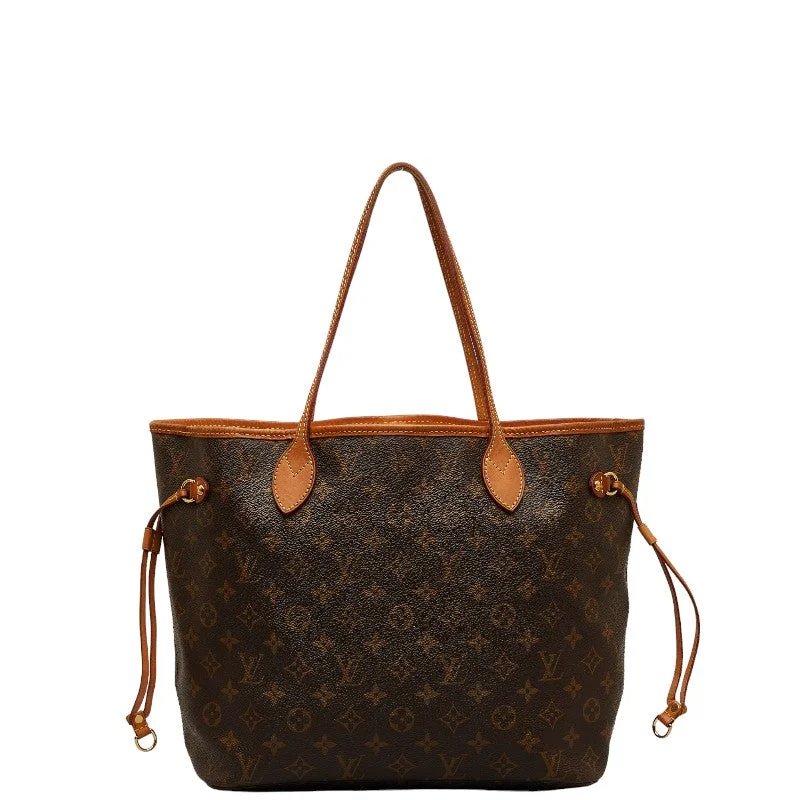 Ladies Louis Vuitton shoulder bags with a single - handle silhouetteLouis Vuitton Monogram Neverfull MM Shoulder Bag Tote Bag M40156