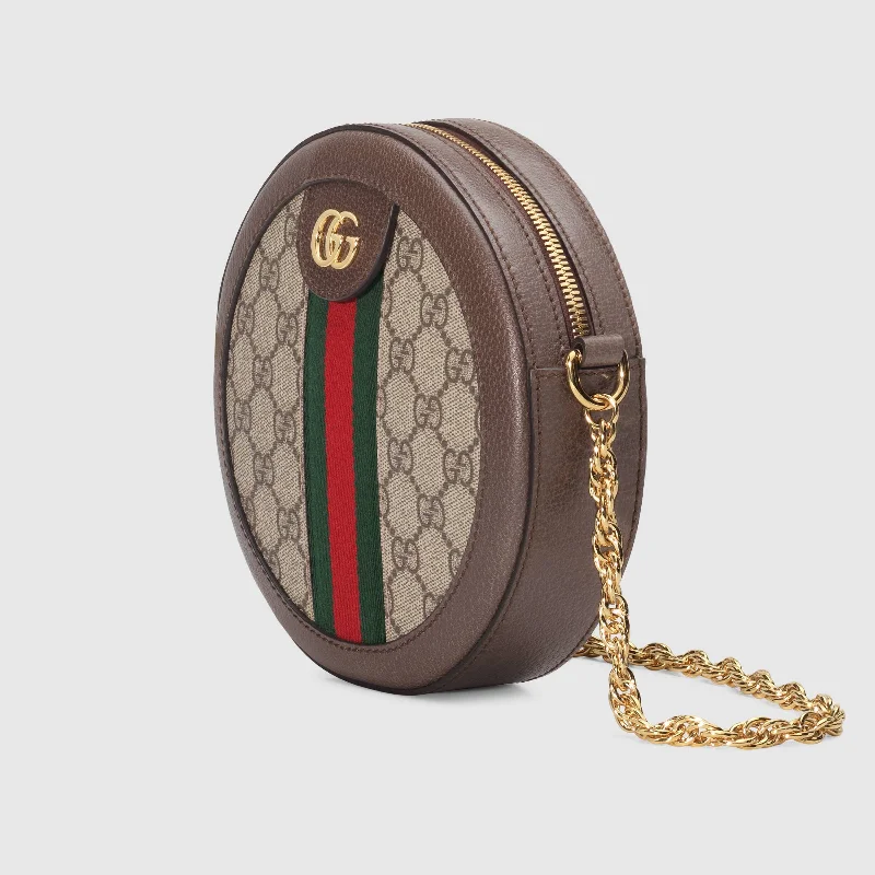 Women Gucci crossbody bags in a bold red colorGucci Ophidia Mini GG Round Shoulder Bag