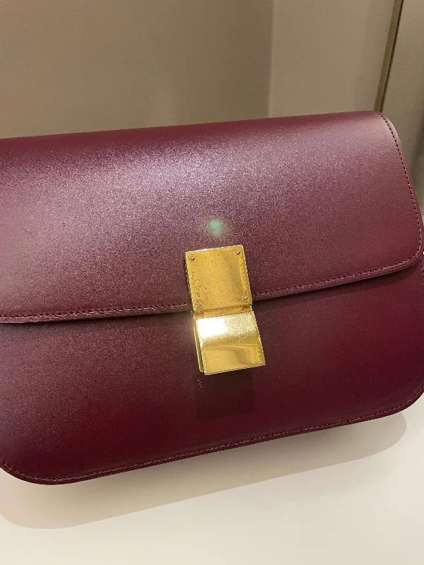 Soft - Touch Celine Duffel Bags for Weekend GetawaysCeline Box Bag Burgundy Calfskin