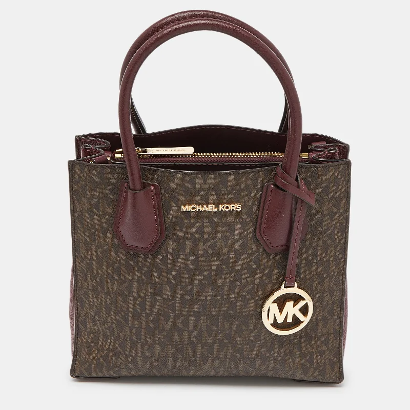 Michael Michael Kors Bags for bridesmaids to match the bridal partyBrown/Red Signature Coated Canvas and Leather Mercer Tote