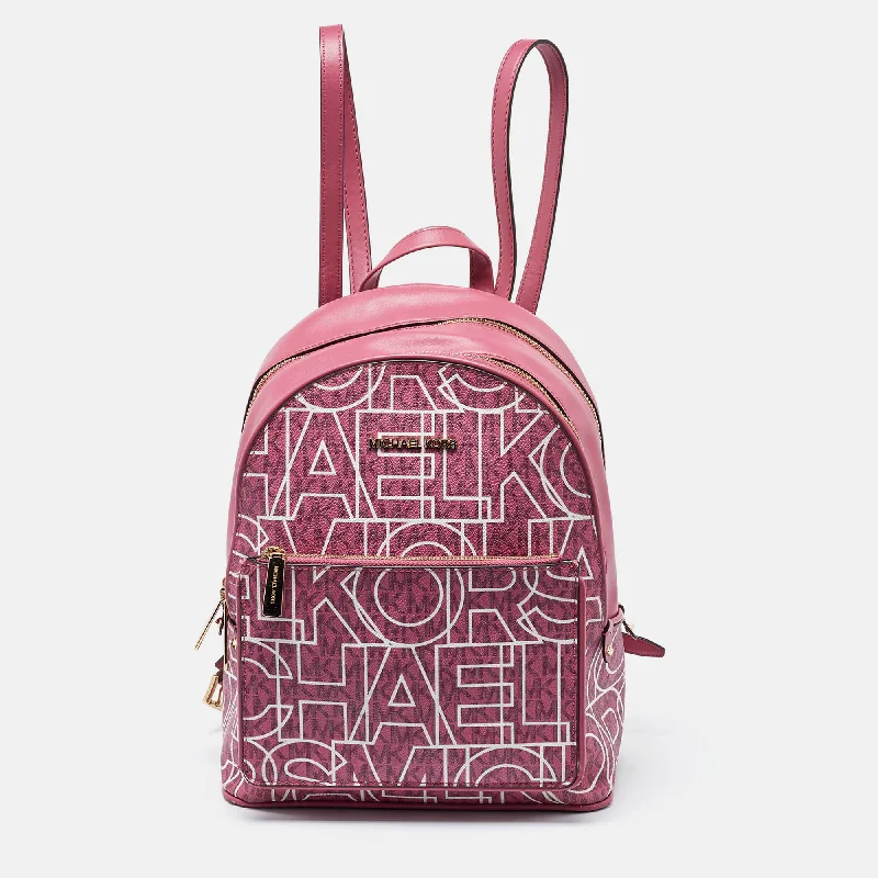 Michael Michael Kors Bags for cruise vacations with a nautical - inspired lookPink Signature Coated Canvas and Leather Backpack