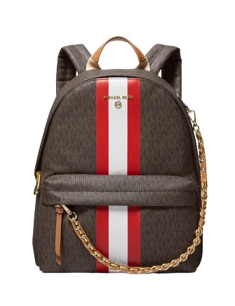 quilted Michael Michael Kors shoulder bags for a textured appearanceMichael Michael Kors Slater Medium Signature Logo Stripe Backpack