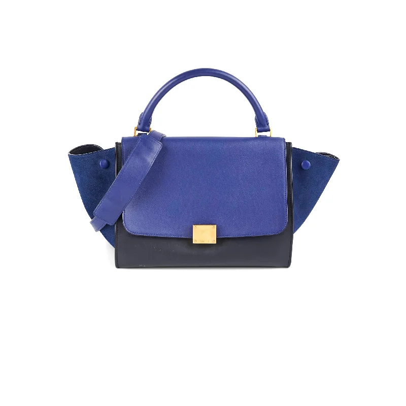 High - End Celine Leather Bags with Signature HardwareCeline Small Trapeze Blue/Black