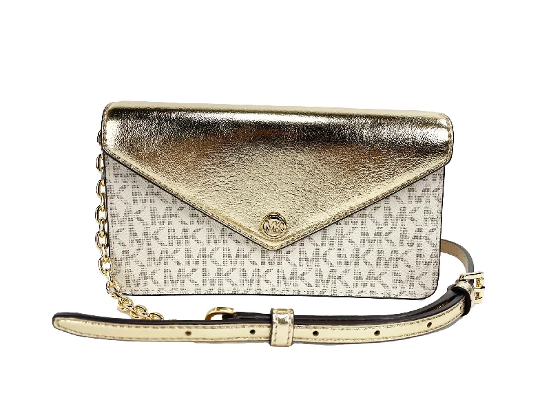 Michael Michael Kors Bags for safari trips in a durable and earth - toned styleMichael Kors Jet Set Travel Pale Gold Small Flap Clutch Crossbody Bag