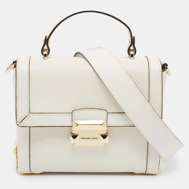 Michael Michael Kors Bags with interior pockets for better organizationWhite Leather Small Jayne Trunk Top Handle Bag