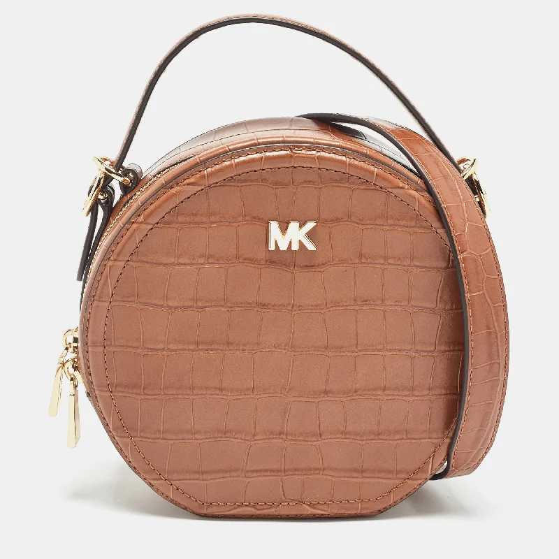 Michael Michael Kors Bags for book club meetings in a classic mannerBrown Croc Embossed Leather Delaney Crossbody Bag