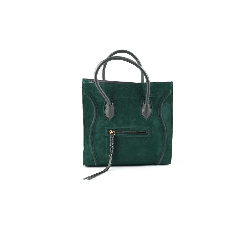 High - End Celine Leather Bags with Signature HardwareCeline Mini Luggage Green