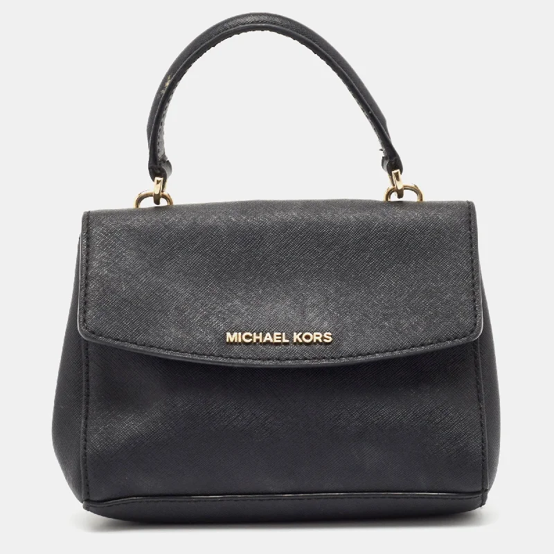 Michael Michael Kors Bags for theater performances in a sophisticated and elegant styleBlack Leather Mini Ava Top Handle Bag