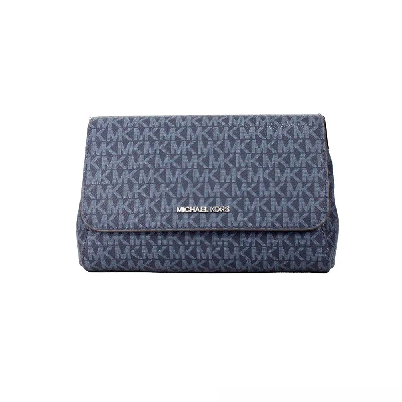 Michael Michael Kors evening bags with beaded detailsMichael Kors Jet Set Medium Navy Blue PVC Convertible Pouchette Crossbody Bag