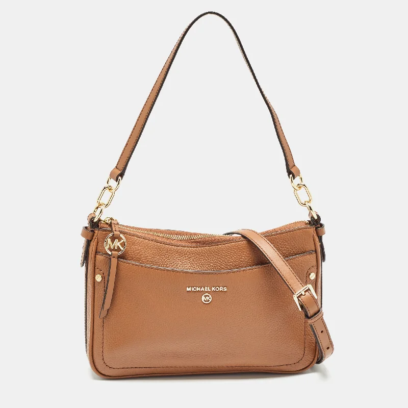 Michael Michael Kors Bags for plane trips with a TSA - friendly designBrown Leather Medium Jet Set Shoulder Bag