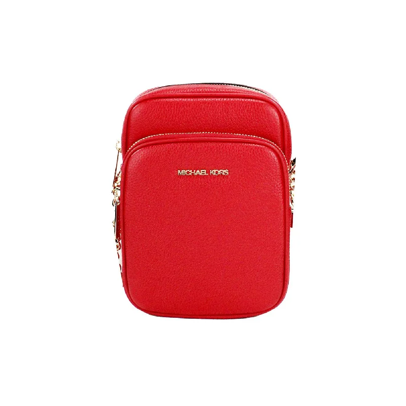 Michael Michael Kors Bags for group trips to stand out from the crowdMichael Kors Jet Set Bright Red Pebbled Leather North South Chain Crossbody Bag