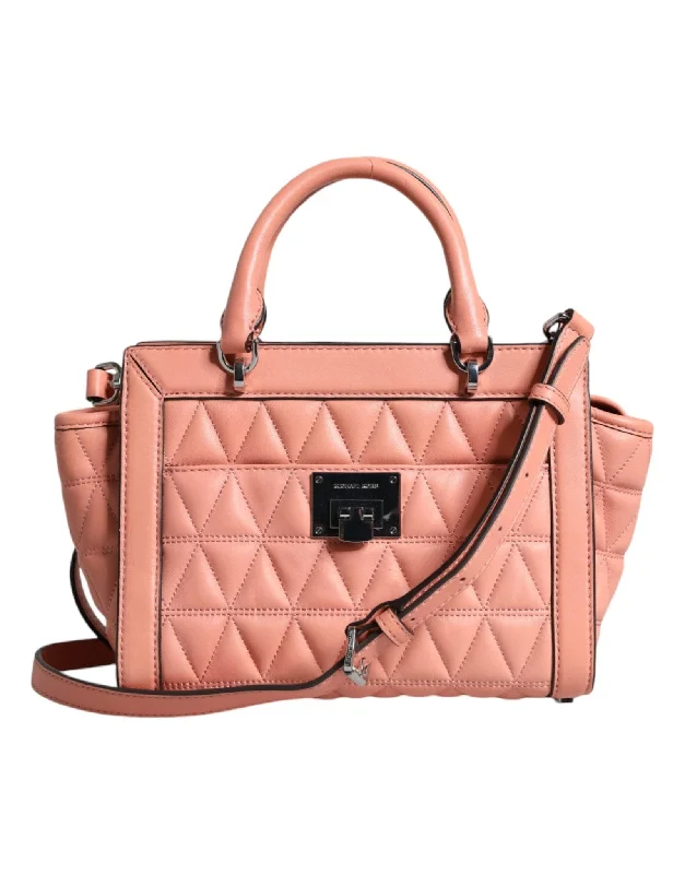 Michael Michael Kors Bags for pet owners with pet - friendly featuresMichael Kors Peach Quilted Leather Logo Crossbody VIVIANNE Messenger Bag