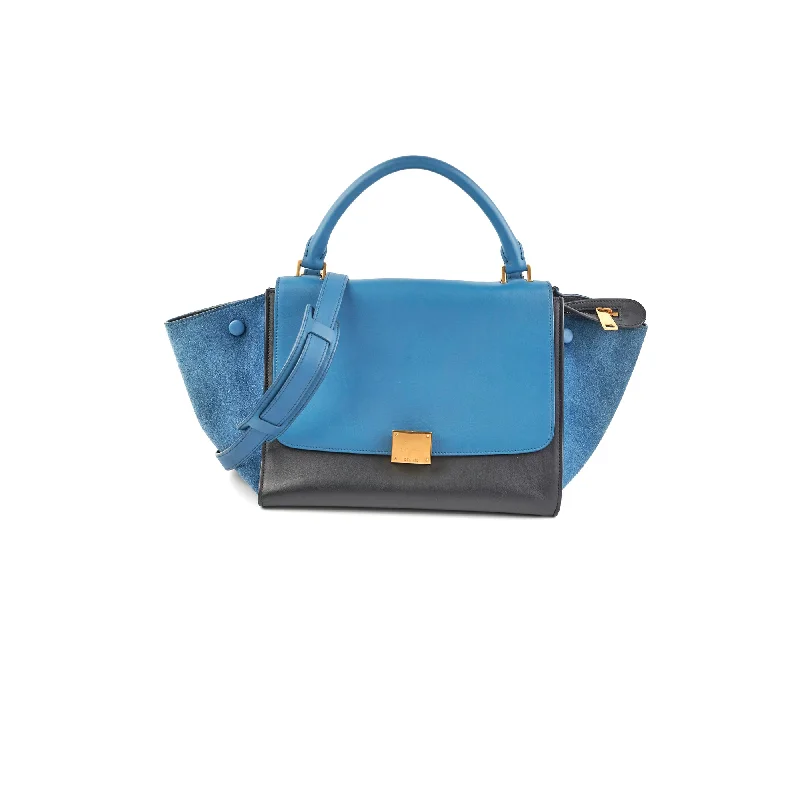 Celine Tote Bags with Spacious Interior for TravelersCeline Small Trapeze Blue/Black