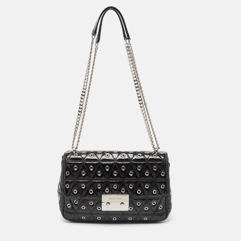 Michael Michael Kors Bags for art gallery openings in an elegant styleBlack Quilted Leather Large Eyelet Sloan Chain Shoulder Bag