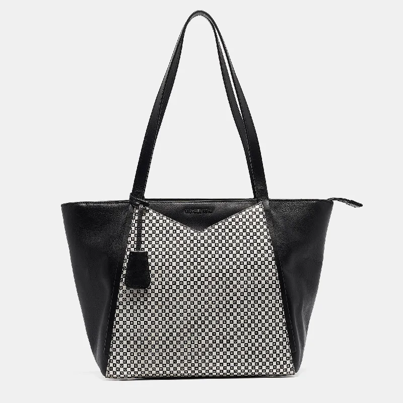 Michael Michael Kors Bags for solo travelers for a sense of luxury on the goBlack/White Checkboard Logo Leather Large Whitney Tote