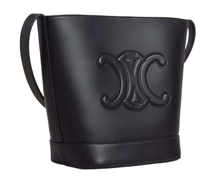 Celine Bags with Antique - Style Hardware for a Vintage VibeCELINE BUCKET CUIR TRIOMPHE IN SMOOTH CALFSKIN BLACK