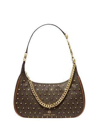 large capacity Michael Michael Kors tote bags for weekend getawaysMichael Michael Kors Piper Small Studded Logo Shoulder Bag