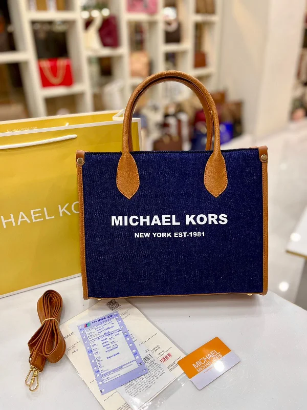 Michael Michael Kors Bags for yoga classes with a soft and flexible materialWomen's MICHAEL KORS Handbag with Long Belt (Blue)