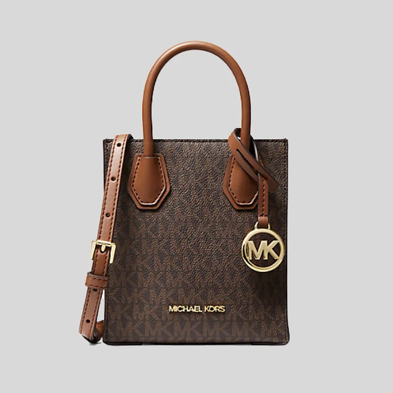 Michael Michael Kors Bags for career transitions to boost confidenceMICHAEL KORS Mercer Extra-Small Logo and Leather Crossbody Bag Brown 35T1GM9C0I