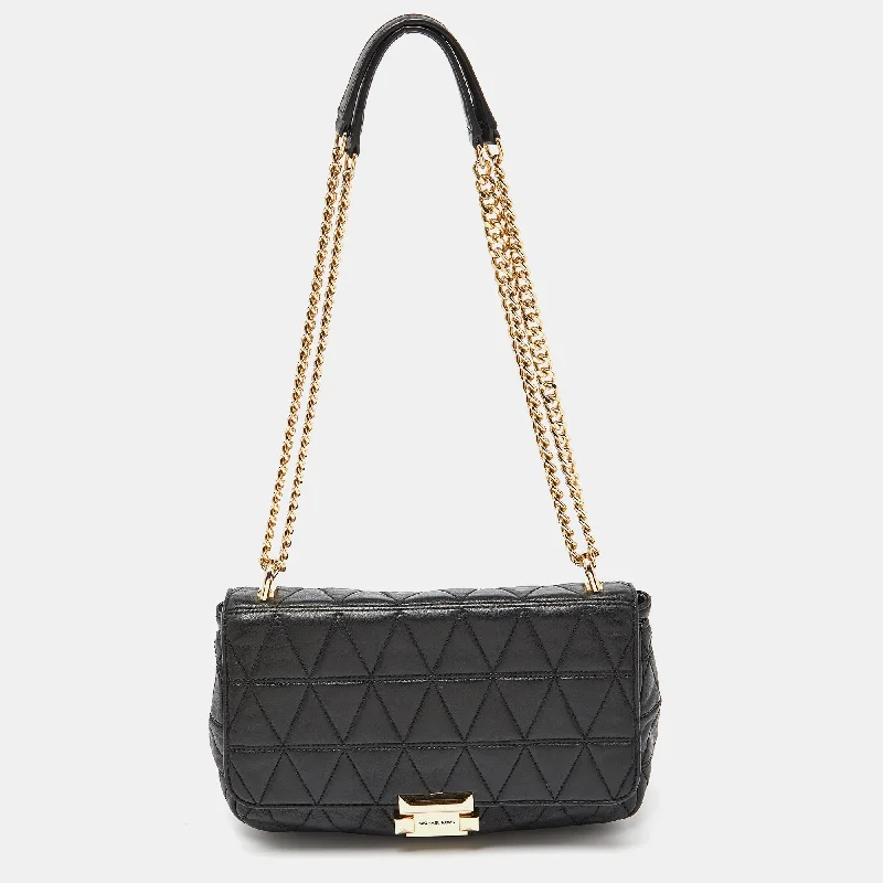 Michael Michael Kors Bags for photography workshops to hold camera equipmentBlack Quilted Leather Large Sloan Shoulder Bag