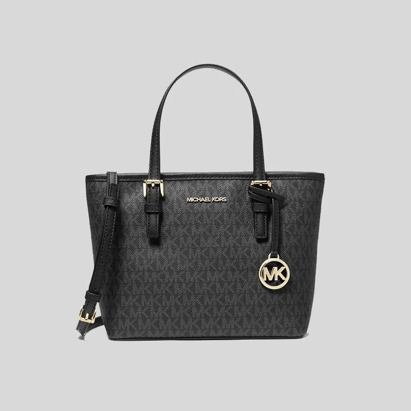 Michael Michael Kors Bags for fitness competitions to carry essentialsMICHAEL KORS Jet Set Travel Extra Small Convertible Tote In Signature Canvas Black 35T9GTVT0B