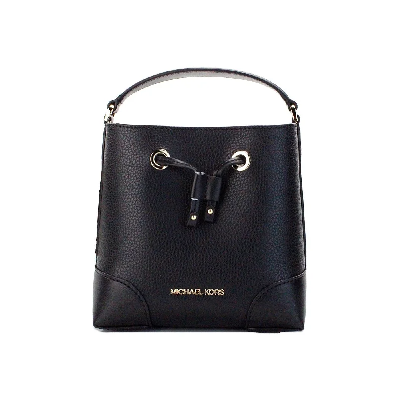 Michael Michael Kors Bags for technology expos in a tech - savvy and stylish designMichael Kors Mercer Small Black Pebbled Leather Bucket Crossbody Bag Purse