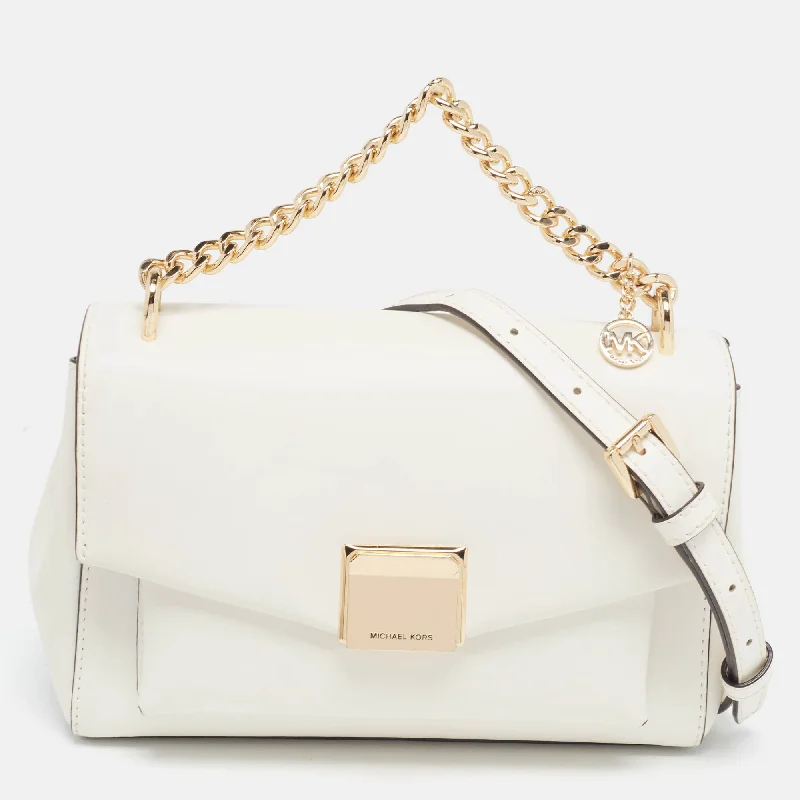 Michael Michael Kors camera bags for photography enthusiastsWhite Leather Lita Shoulder Bag