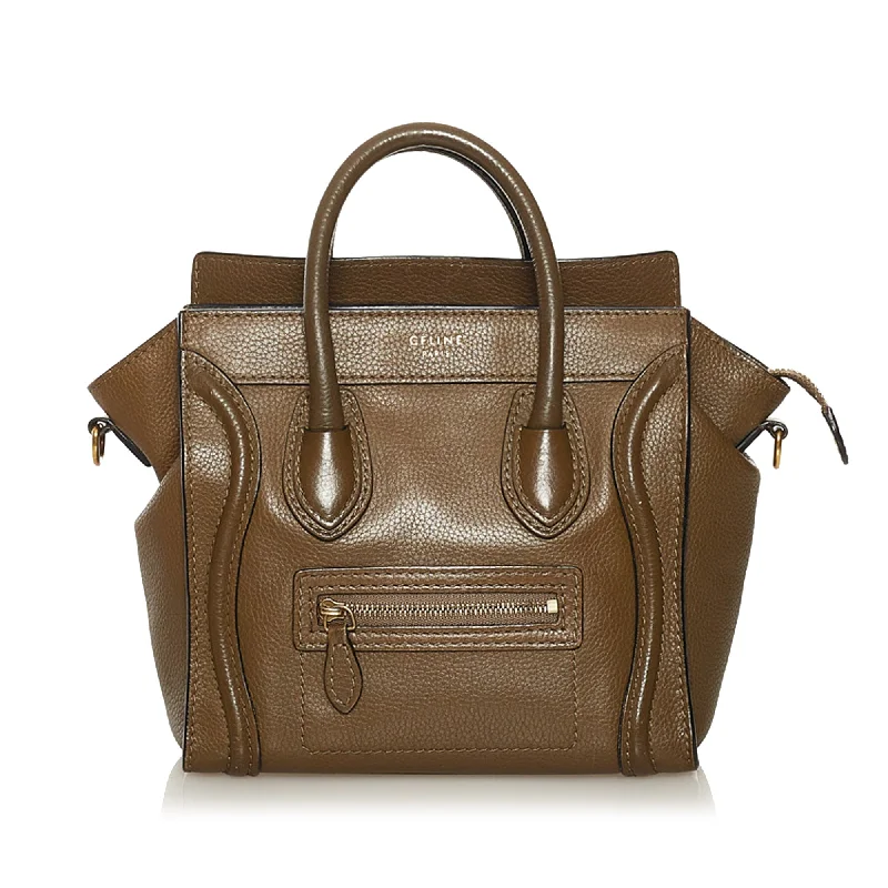 Celine Bags with Adjustable Shoulder Straps for All - Day ComfortCeline Luggage Handbag Nano Brown