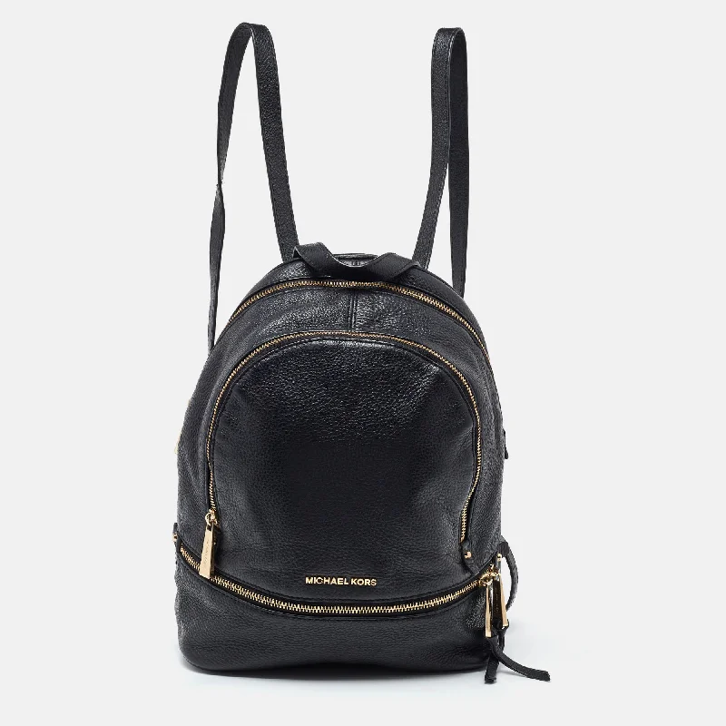 Michael Michael Kors backpacks for students and travelersBlack Leather Small Rhea Backpack